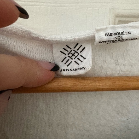 Artisan NY fringe hem tank size medium white embroidered boho western shirt - Picture 6 of 9